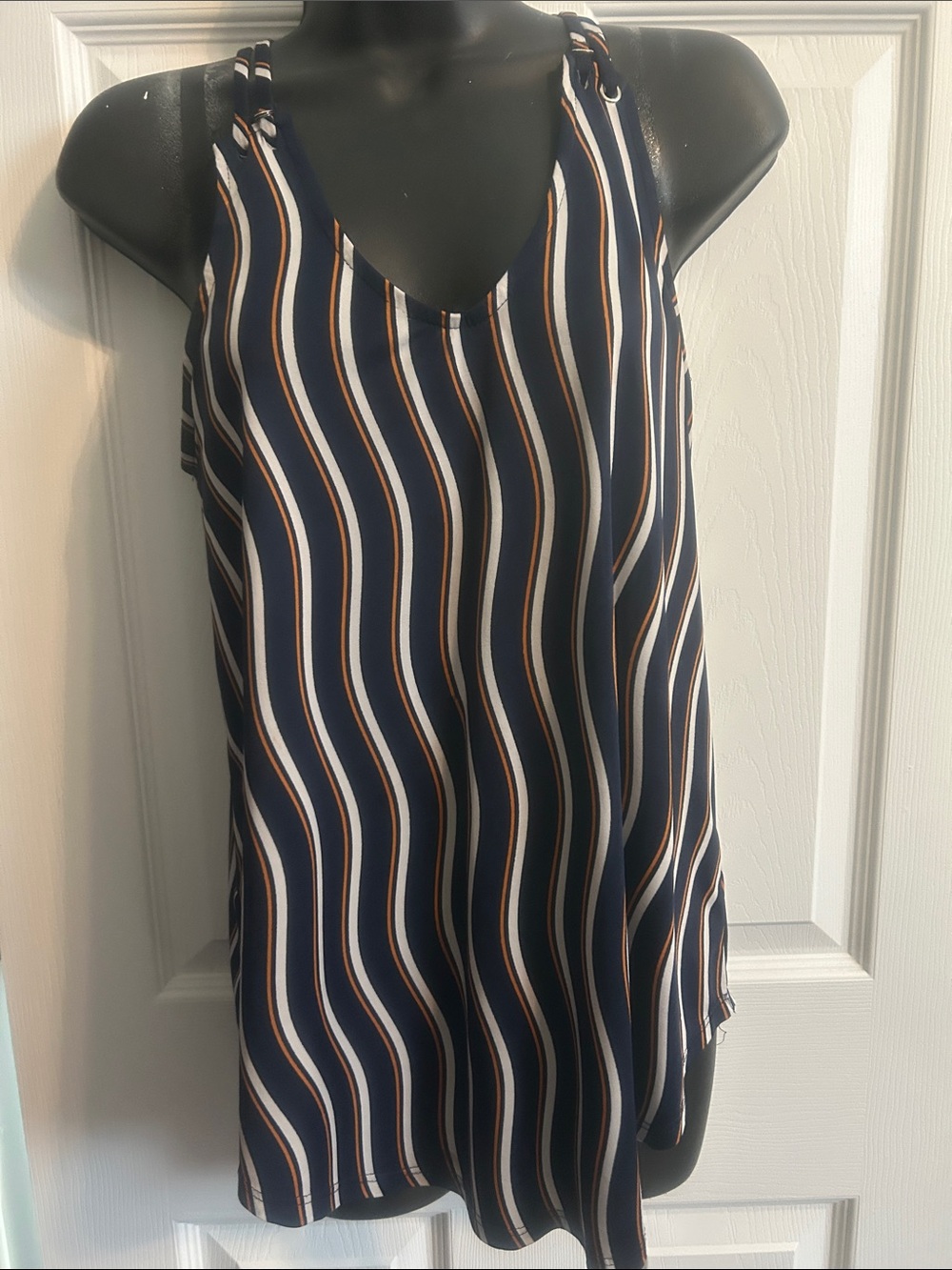 Navy Striped V-Neck Women's Camisole